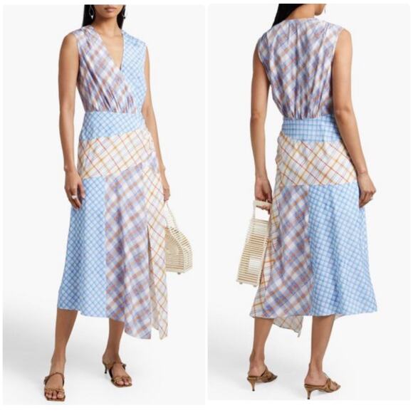 Veronica Beard Dresses & Skirts - Veronica Beard Wixson Asymmetric Checked Silk-blend Midi Dress Size 0 C9